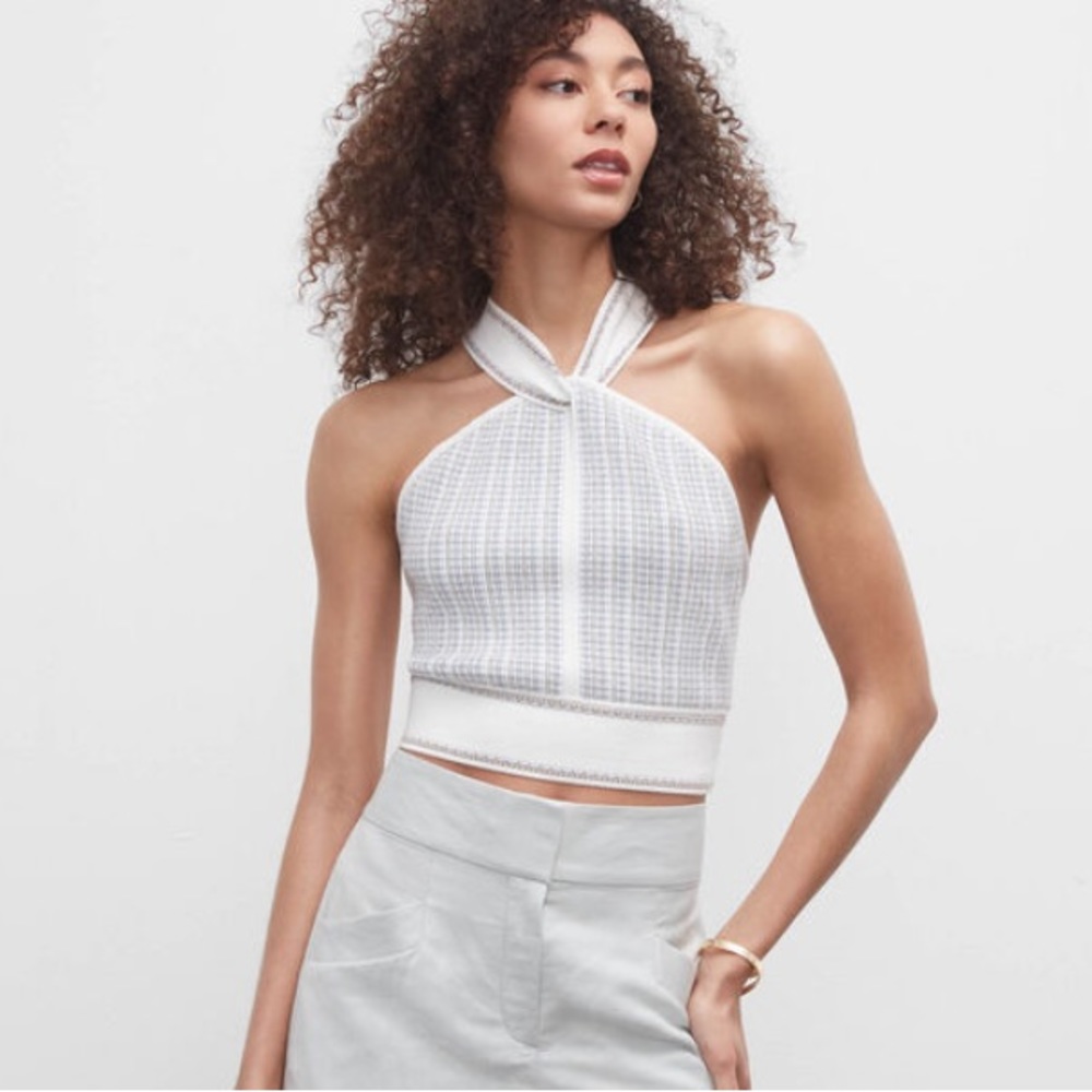 New without tags** Club Monaco, Raeni Knit Tank, blue/white stripe, small
